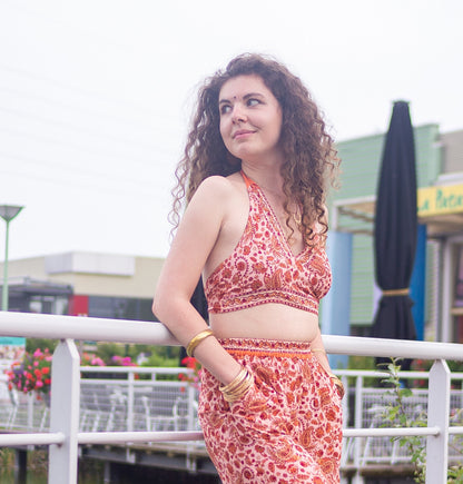 petit haut crop top orange bohemian