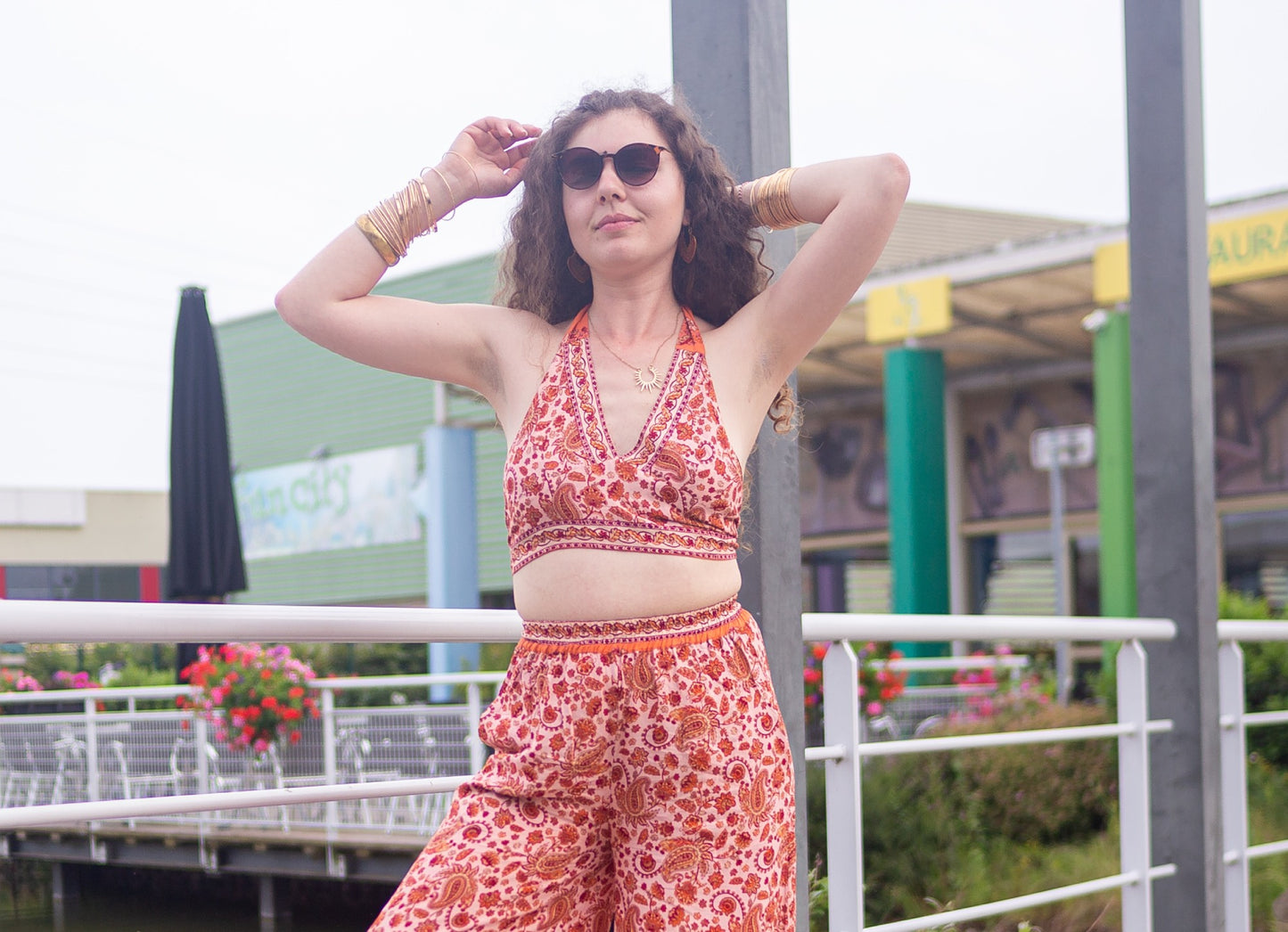 crop top dos nu bohemian chic orange