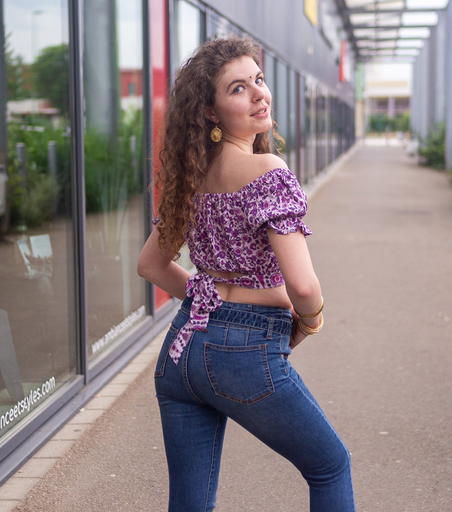 crop top manches ballons boheme