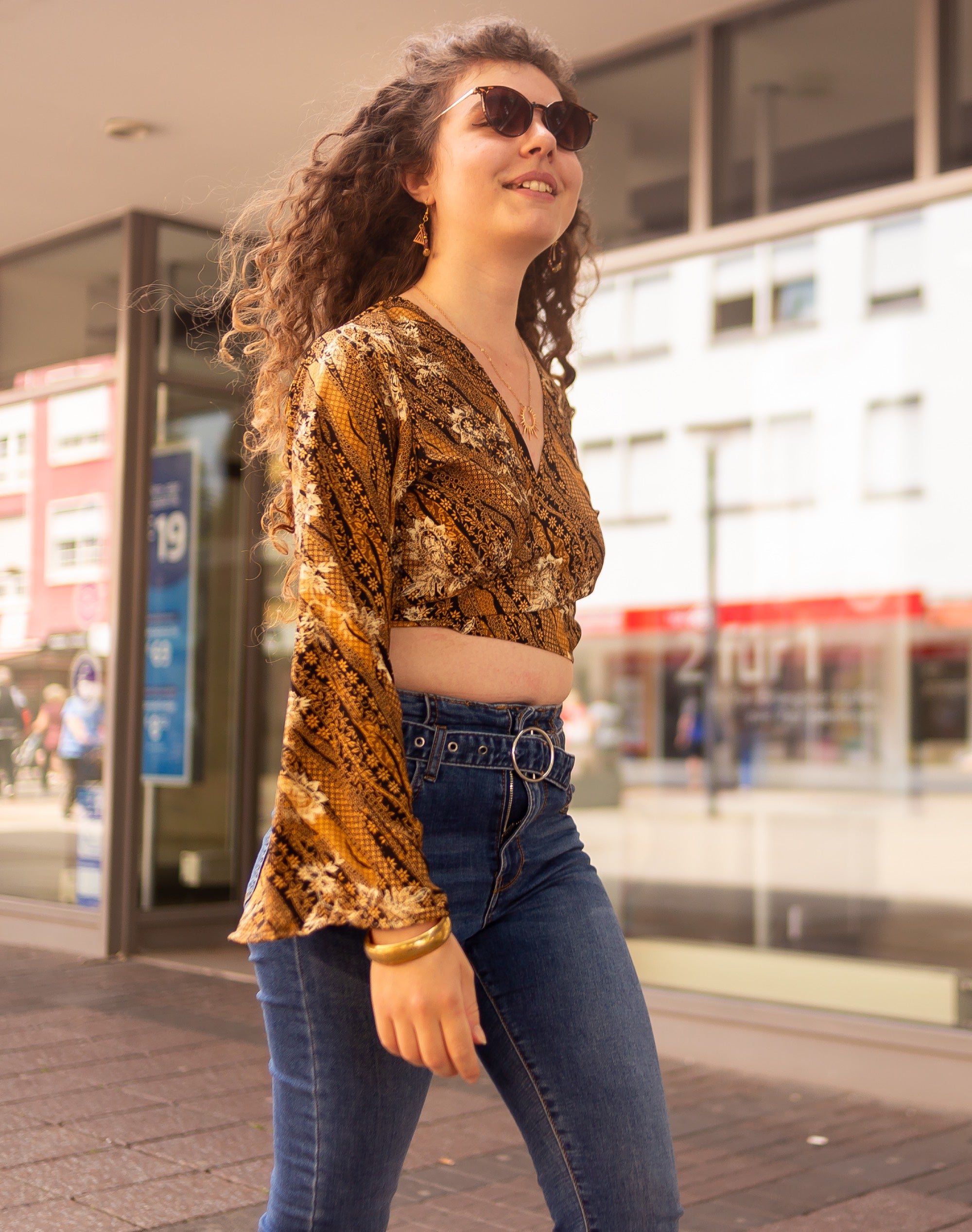 Bohemian long flared sleeve tie up cardigan top HATIKU