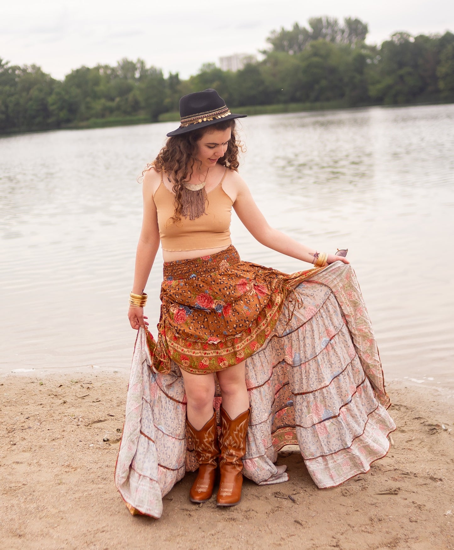 jupe hippie chic fleurie
