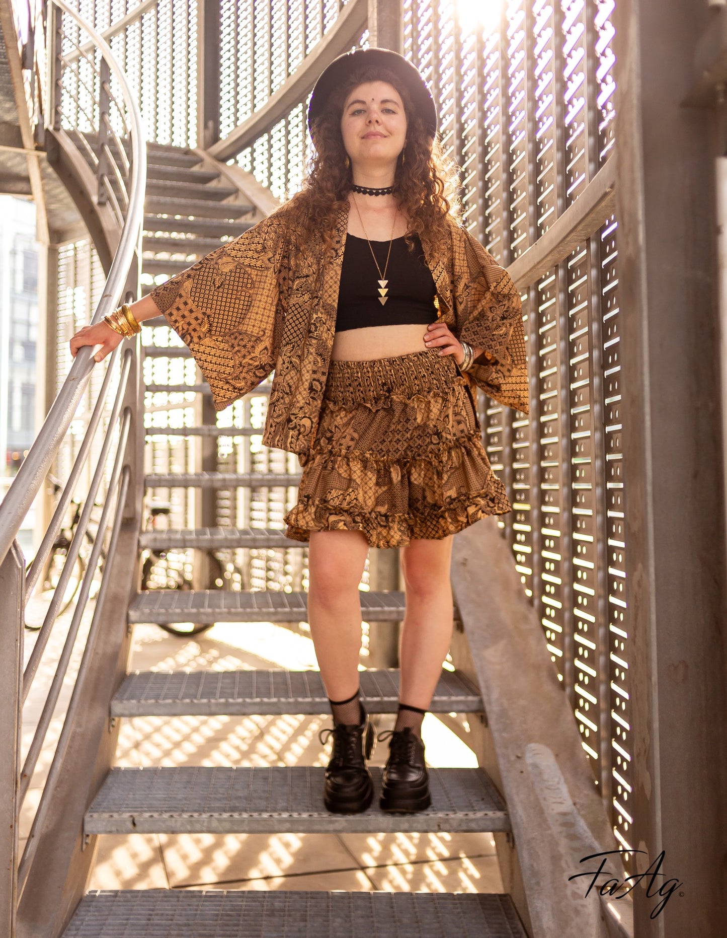 jupe vintage imprimée ethnic