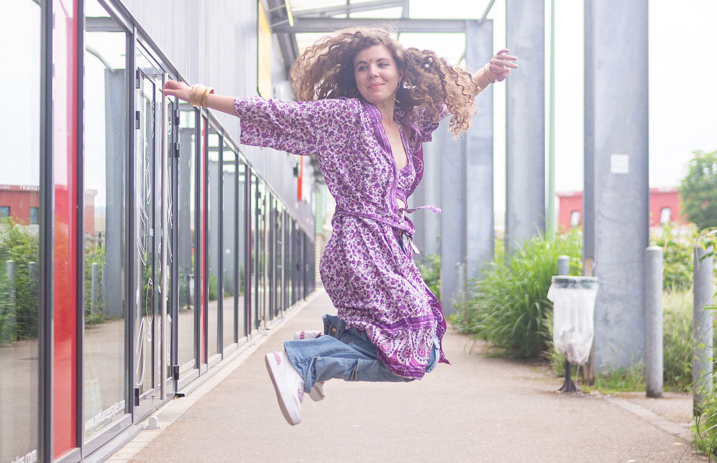 kimono boho chic fleur violet