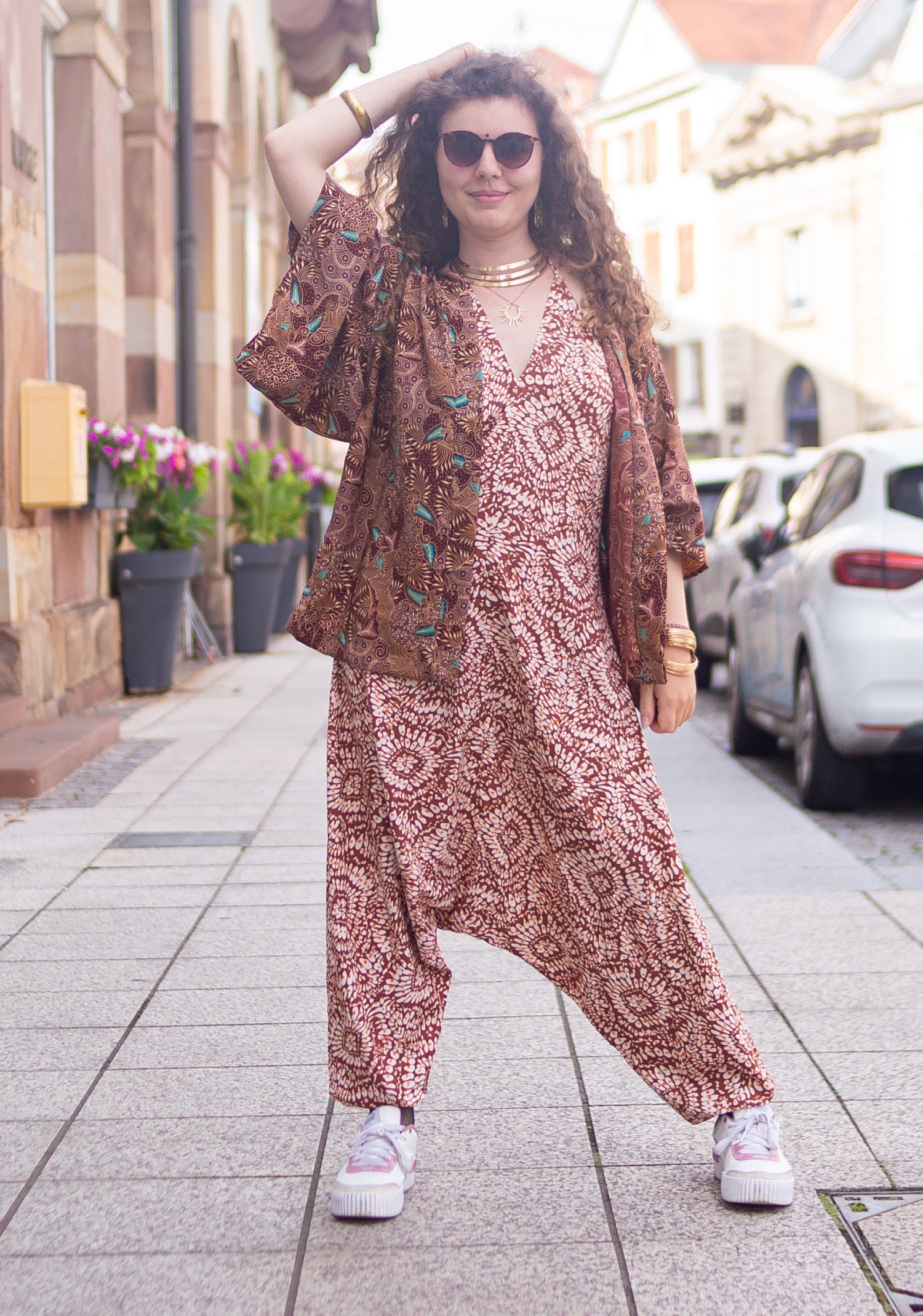 kimono court hippie boho viscose naturel