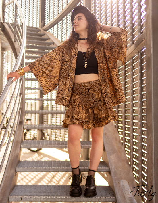 kimono doré moderne bohemian vintage