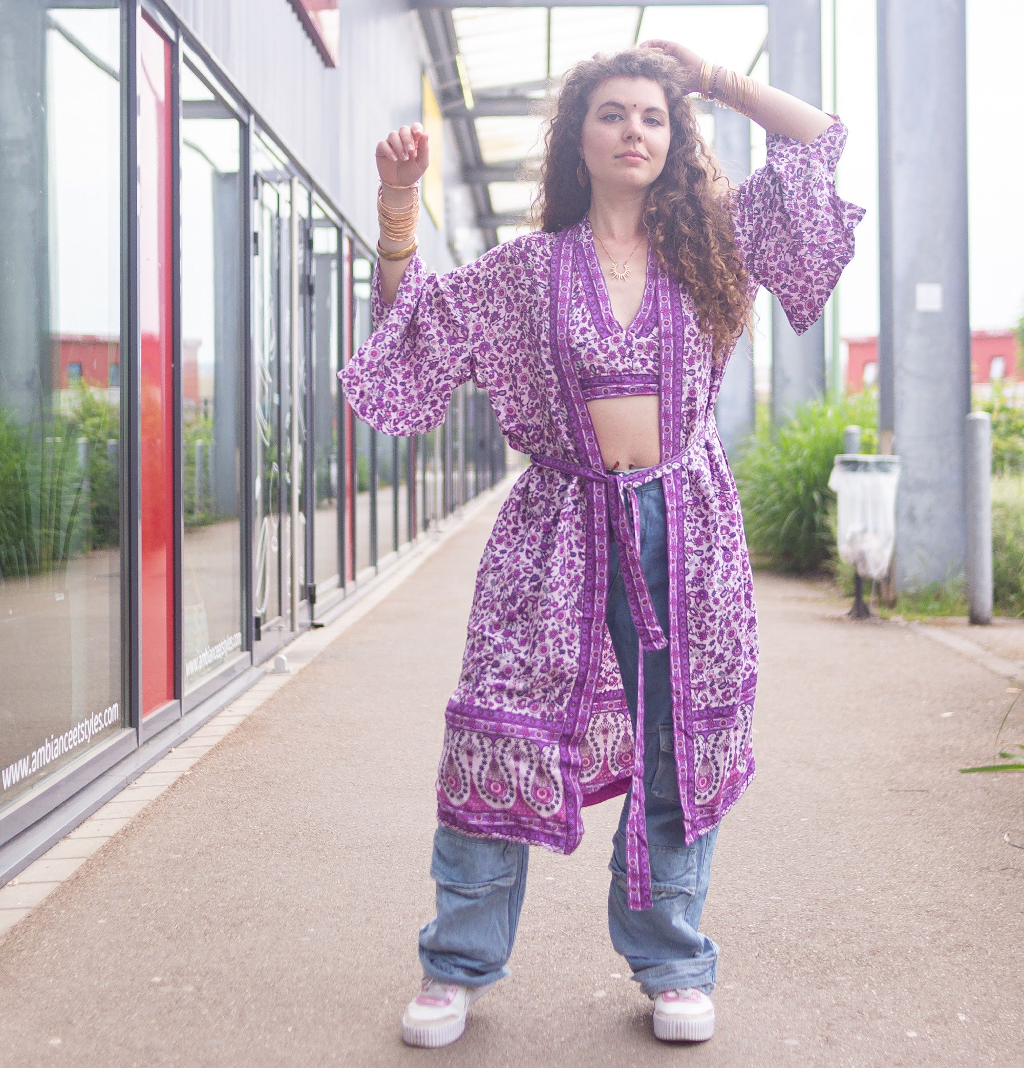 kimono hippie chic violet