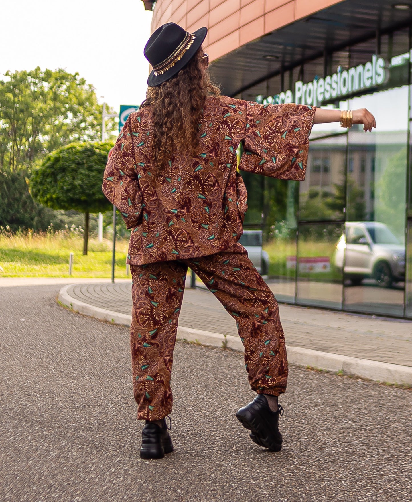pantalon kimono ensemble motif vintage bohemian