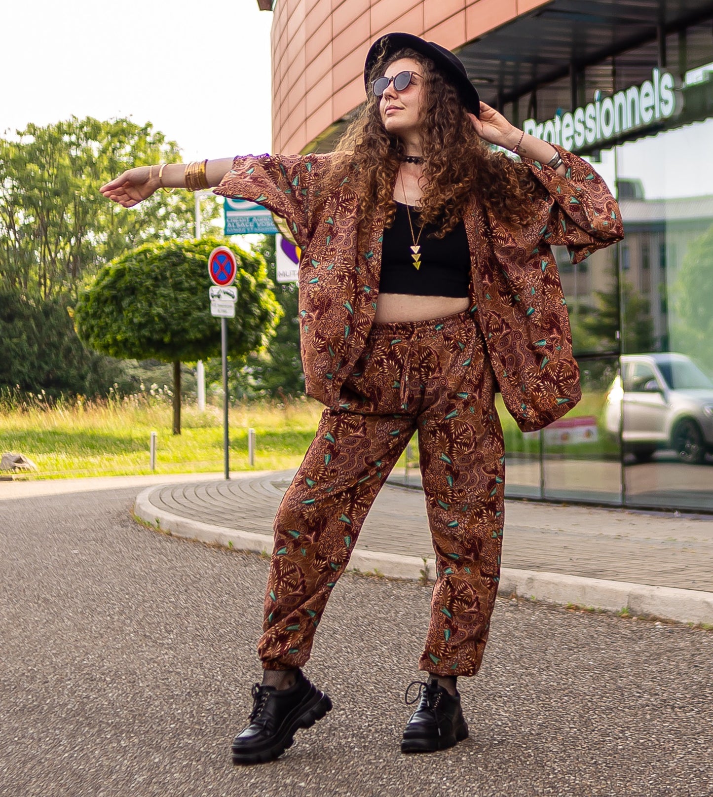 pantalon kimono vintage a motif batik