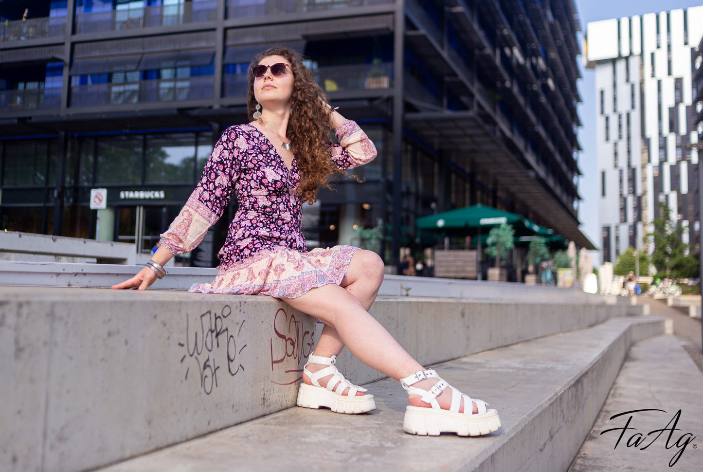 robe bohemian manches longues fleurie